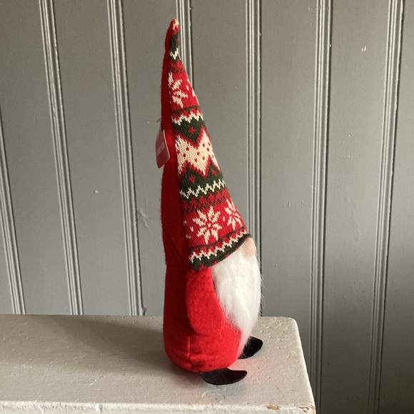 NWT-14” Red Christmas Holiday Gnome Decorstion w/ Red, Cream & Green Sweater Hat - Picture 9 of 17